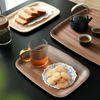Wholesale Multi-Functional Minimalist Walnut Wood Serving Tray Plate Perfect for Dessert and Afternoon Tea