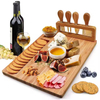 Wholesale Custom Logo Wood Bamboo Charcuterie Board Meat Cheese Platter Serving with Cutlery Set