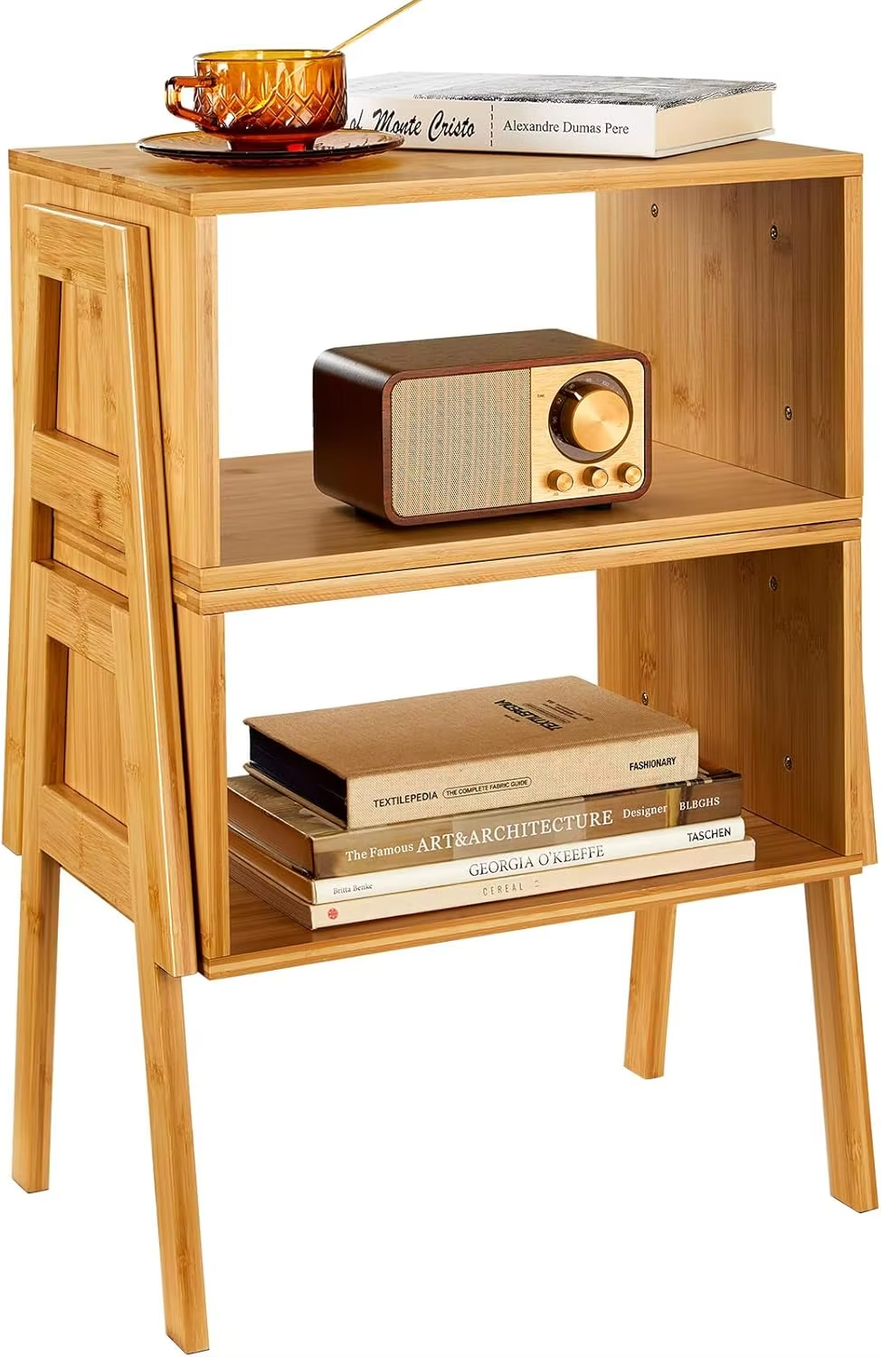  Modern Design Unique Bamboo Stackable End Table Nightstand Bedside Table