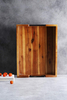 Wood Serving Tray with Black Metal Handles