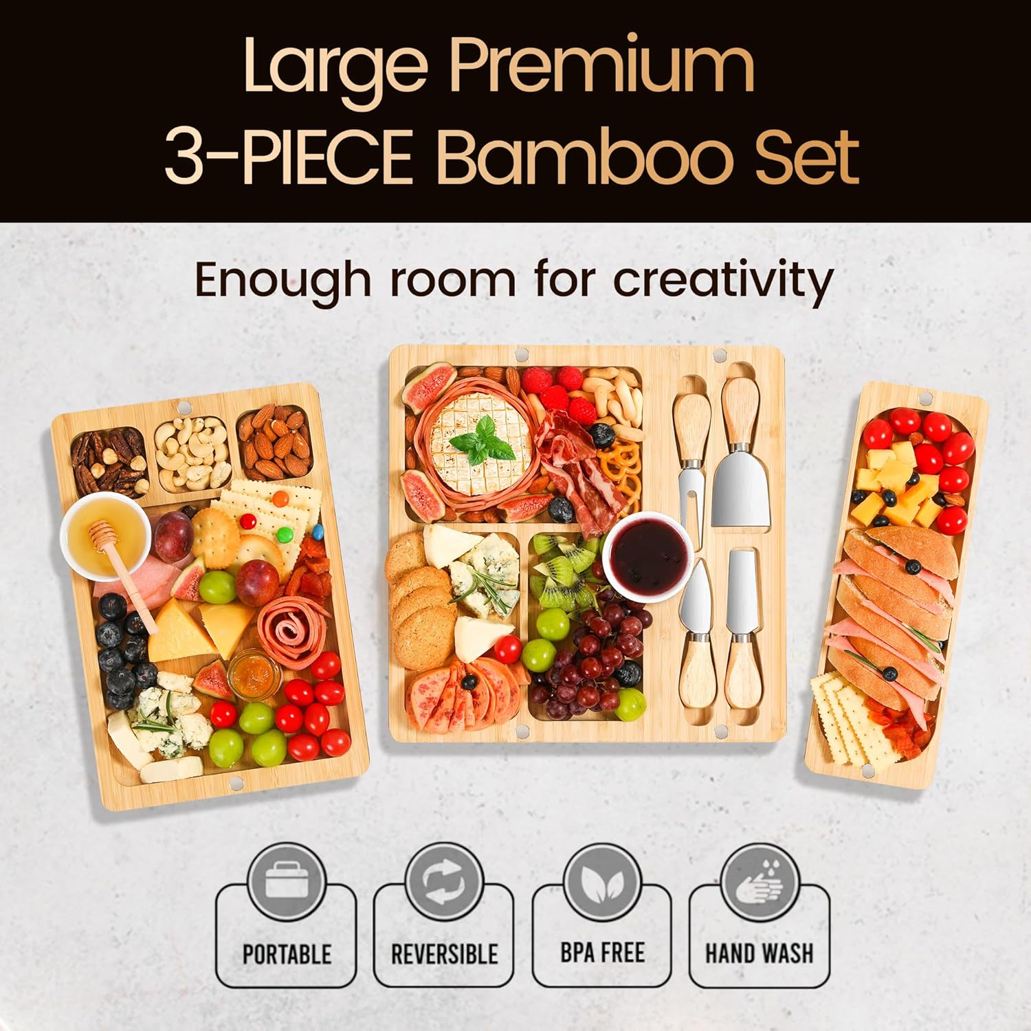 Charcuterie Boards Gift Set Large Cheese Board with Knife Set