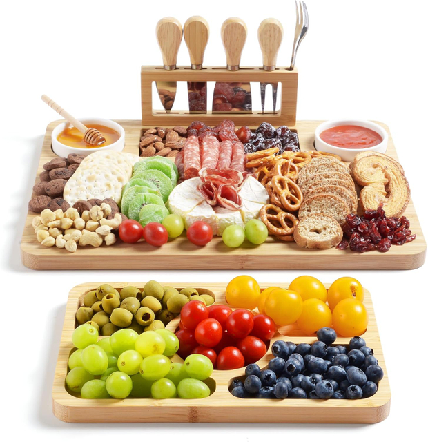 Bamboo Charcuterie Boards and Knife Set