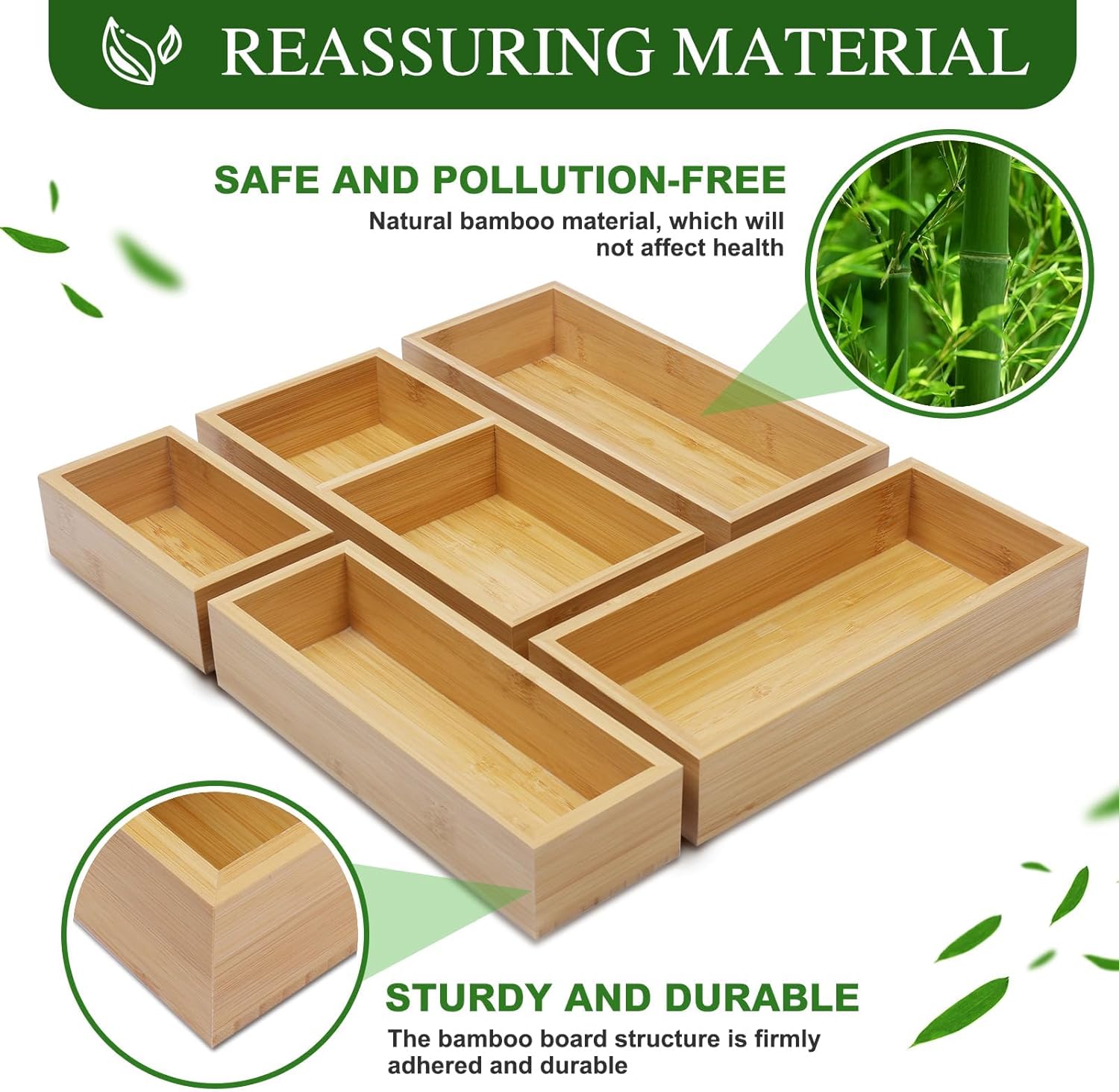 Bamboo Drawer Organizer Set