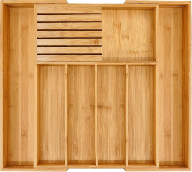 Bamboo Expandable Utensil Organizer with Knife Block