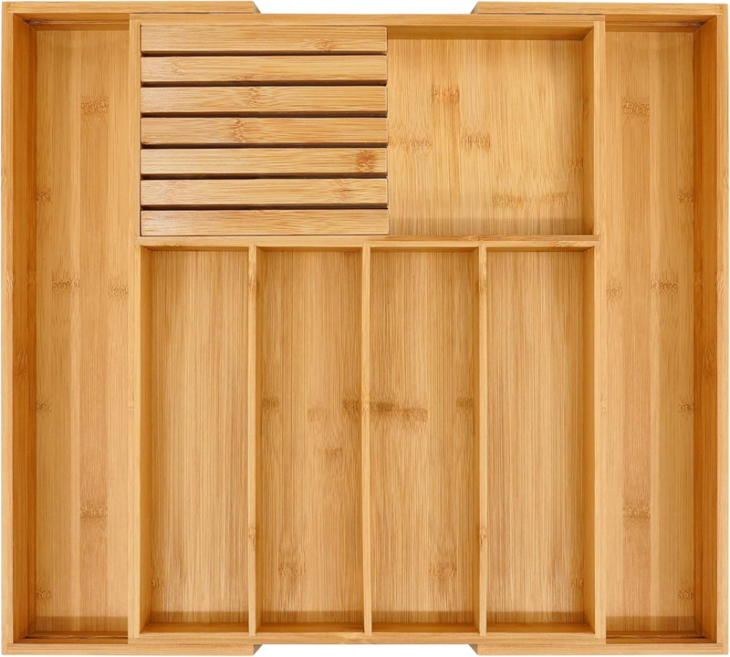 Bamboo Expandable Utensil Organizer with Knife Block