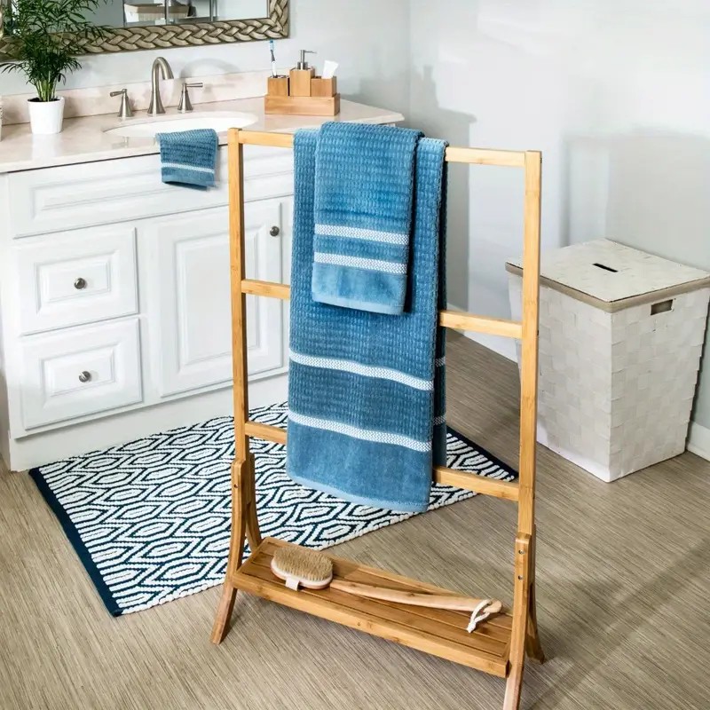 Bamboo 3-layer Vertical Towel Rack with Rack