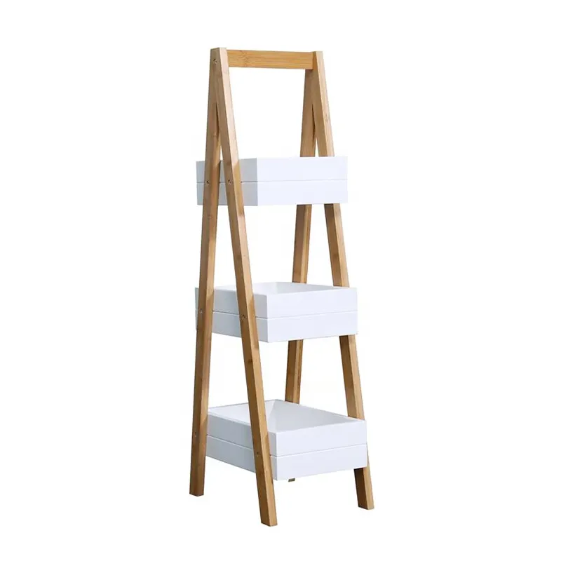 Popular 3-tier Wooden Shelf Rack Storage Bathroom Corner Shelf