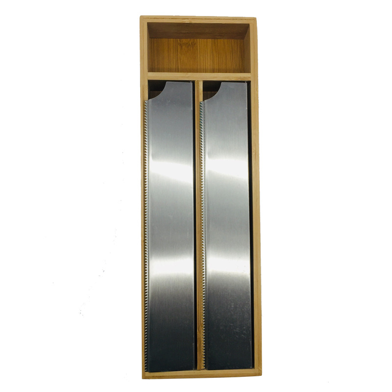 Bamboo 2 In 1 Wrap Organizer with Cutter and Labels Plastic Wrap
