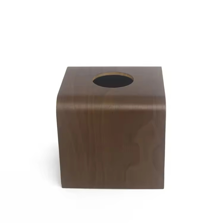 Customized Small Plain Walnut Wooden Lacquer Vintage Square Luxury Napkin Tissue Box