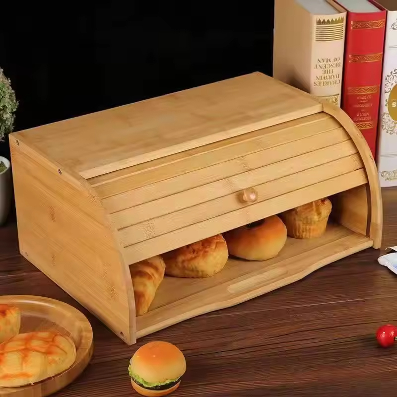 Bamboo Bread Box for Kitchen Food Container