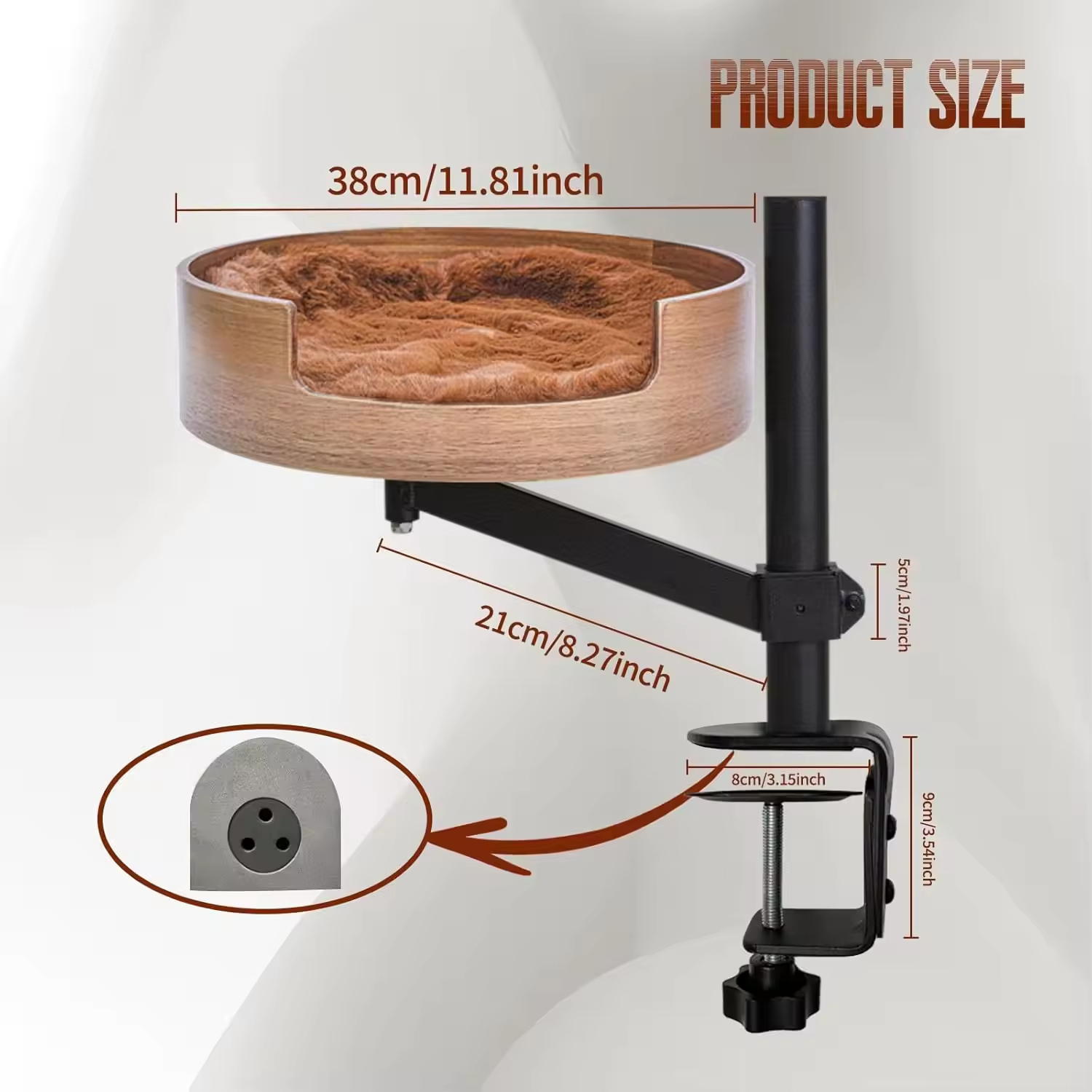 Oval Cat Hammock 360° Rotation and Adjustable Height Cat Bed Desk
