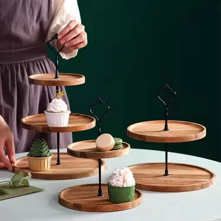 Customized Double Layers Wedding Cake Stand Deserts Serving Plate 
