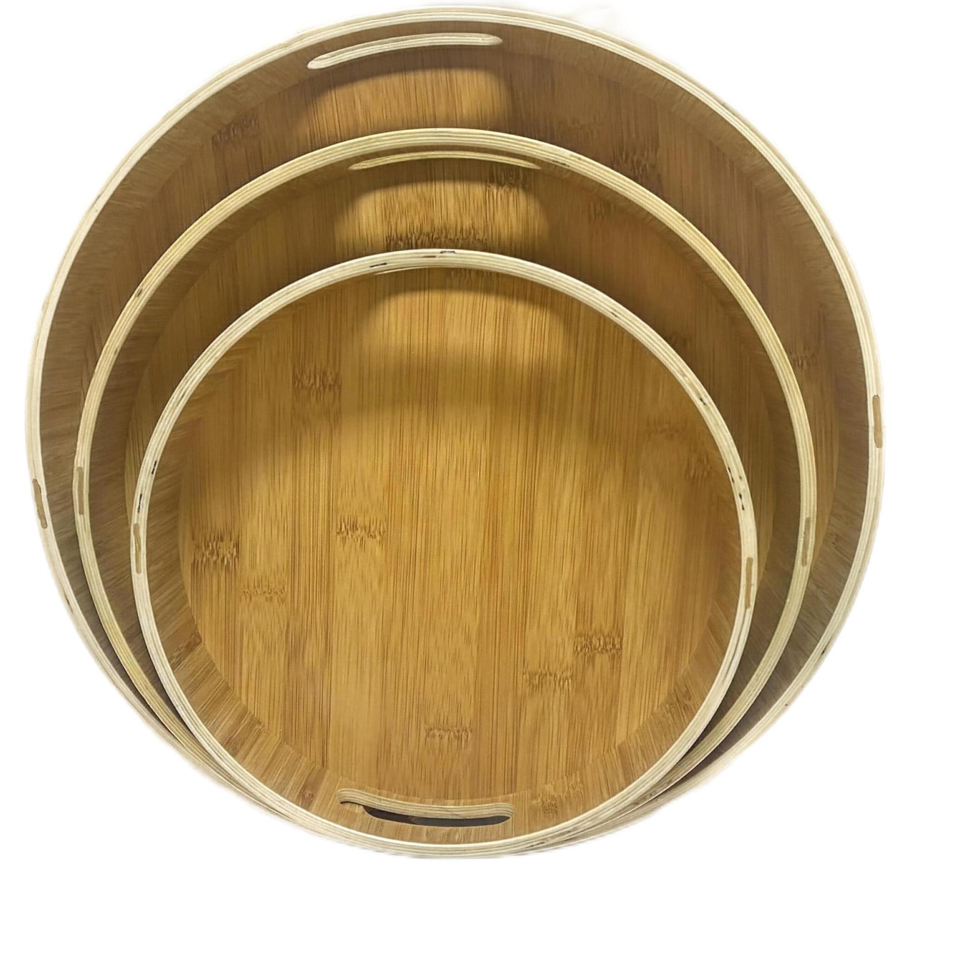 Customized Wholesale Multifunction Natural Wooden Large Rounds Serving Tray