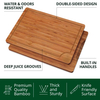 3-Piece Set Deep Carbonized Bamboo Wood Cutting Boards Durable Juice Grooves Large Handle Easy Use Pizza Meat Chopping Kitchen
