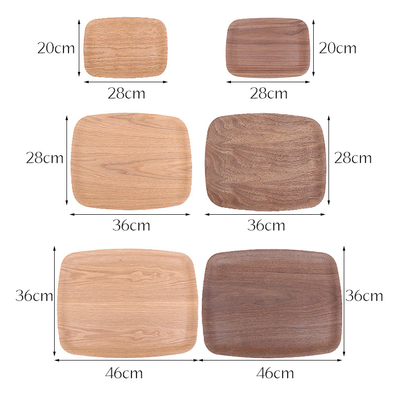 Wholesale Multi-Functional Minimalist Walnut Wood Serving Tray Plate Perfect for Dessert and Afternoon Tea