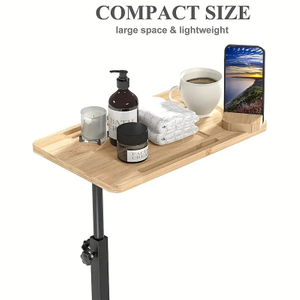  Bamboo Bathtub Tray Table Bath Side Caddy Tray Storage Rack Shelf Adjustable