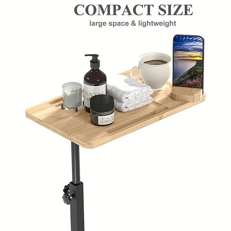  Bamboo Bathtub Tray Table Bath Side Caddy Tray Storage Rack Shelf Adjustable