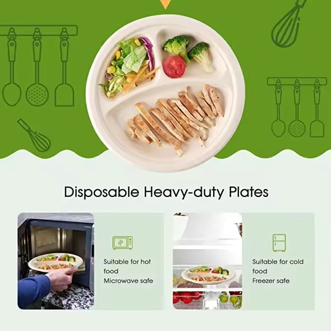 10 Inch 3-Compartment Round Plate