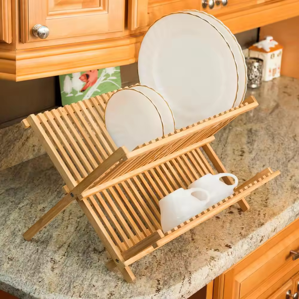 Bamboo Folding Kitchen Dish Drying Rack