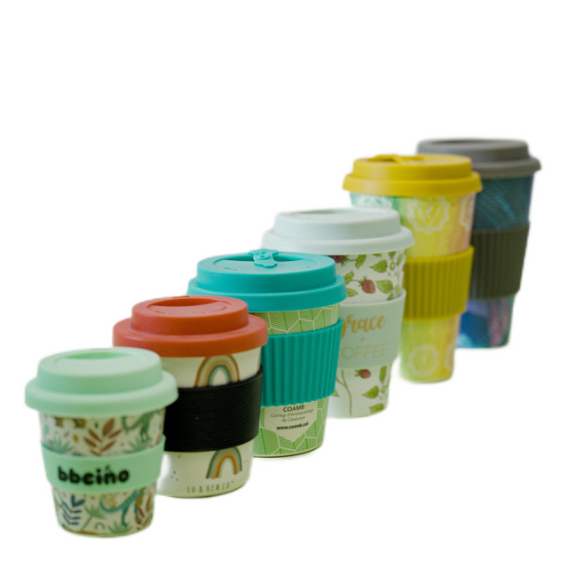 Reusable Coffee Cup Travel Mug Eco-Friendly Bamboo Fibre Silicon Natural