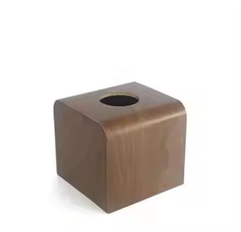 Customized Small Plain Walnut Wooden Lacquer Vintage Square Luxury Napkin Tissue Box