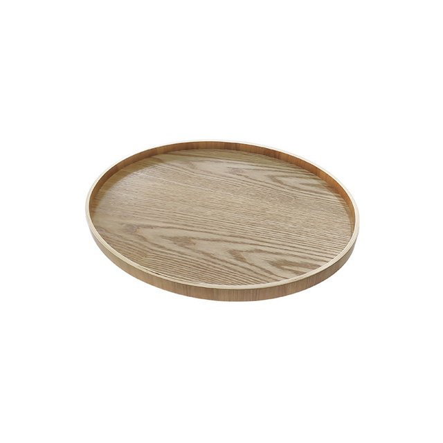 Round Serving Tray High Quality Non-slip Willow Wood Plate Dish Wooden Plate Natural Wood Customized Pattern 