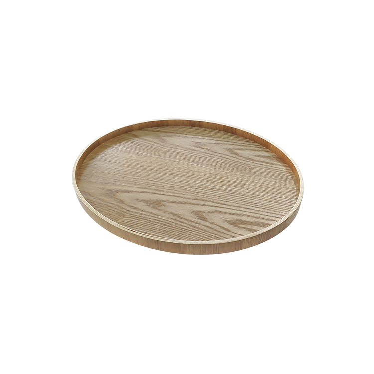 Round Serving Tray High Quality Non-slip Willow Wood Plate Dish Wooden Plate Natural Wood Customized Pattern 