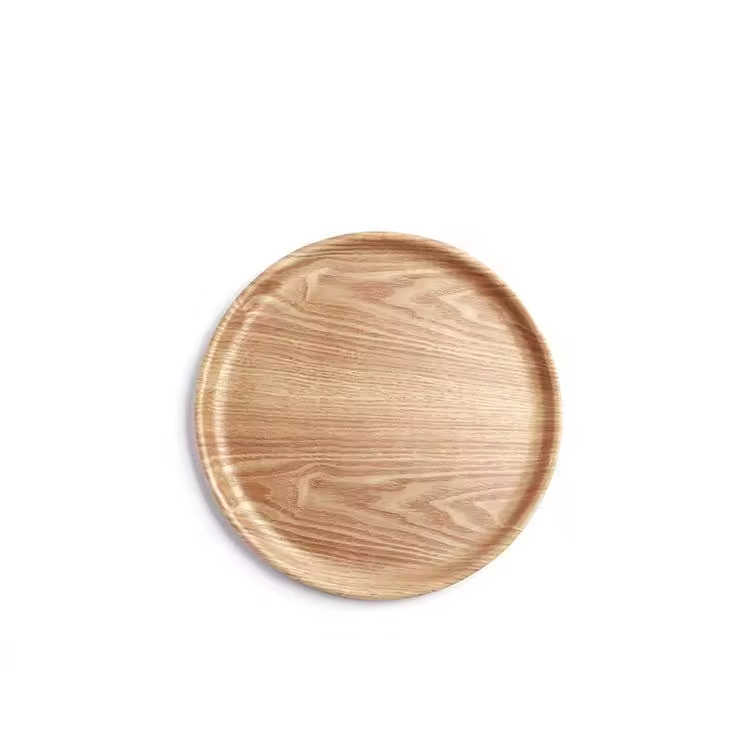 Willow Wooden Timber Wine Glass Round Beverage Serving Tray Dinnerware