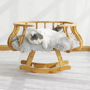 Bamboo Cat Bed Warm Wooden Nest House for Rest & Sleep