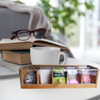 Bamboo divided clamshell tea box Wooden packaging box 5 boxes storage with transparent acrylic plate tea bag storage