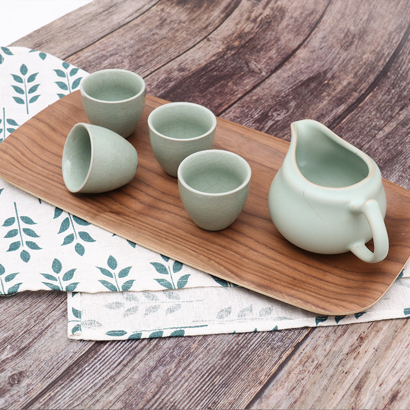 Multi-Functional Minimalist Japanese Style Walnut Wood Rectangular Serving Tray Plate Perfect for Sushi and Dessert