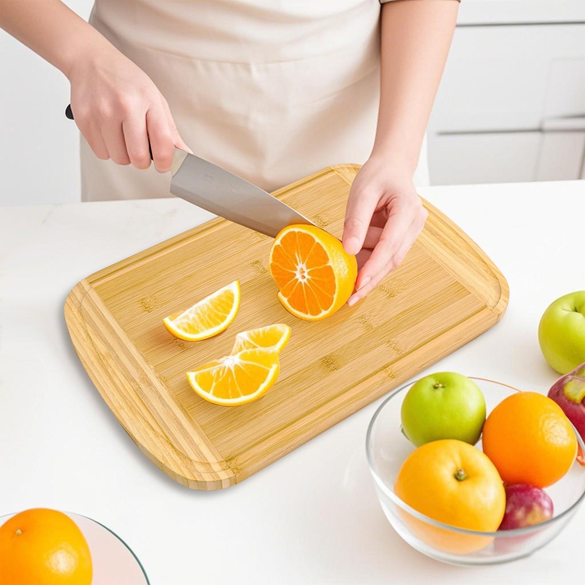 Multi-functional Bulk Size Kitchen Wood Grain Carving Custom Bamboo Cutting Board