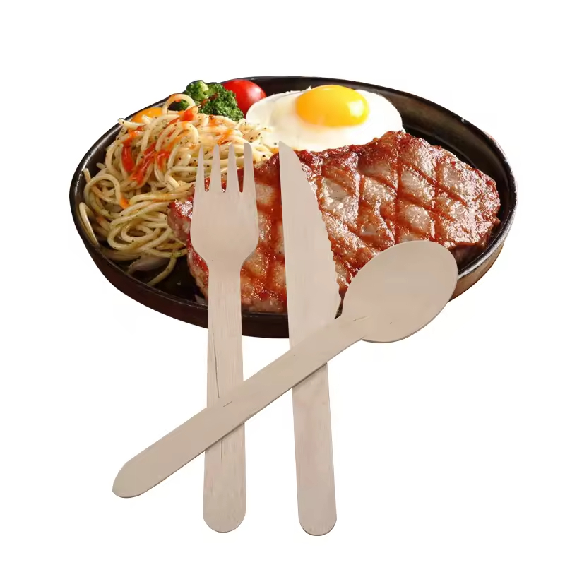 100% Biodegradable Wood Disposable Cutlery for Restaurant and Camping