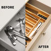 Expandable Bamboo Kitchen Drawer Organizer for Cutlery and Utensils