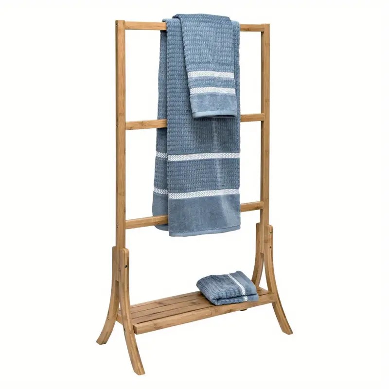 Bamboo 3-layer Vertical Towel Rack with Rack