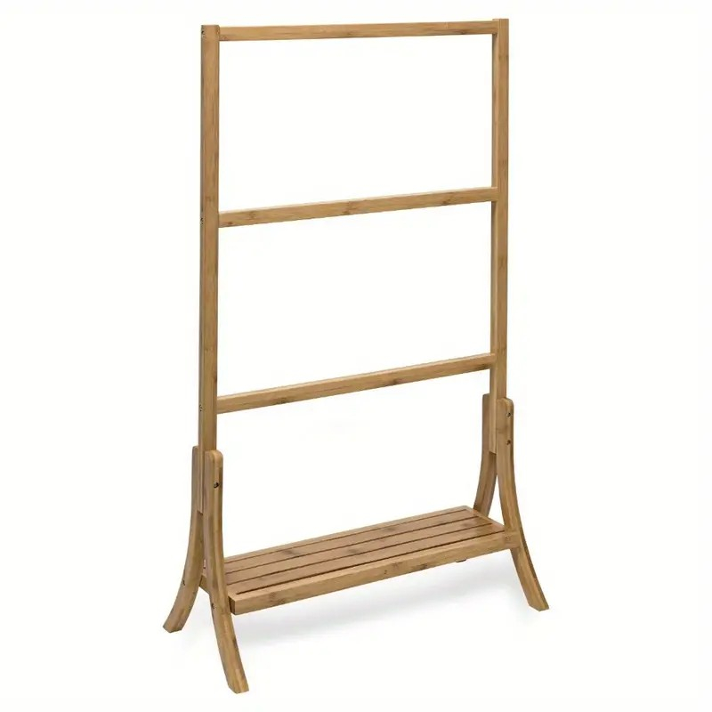 Bamboo 3-layer Vertical Towel Rack with Rack