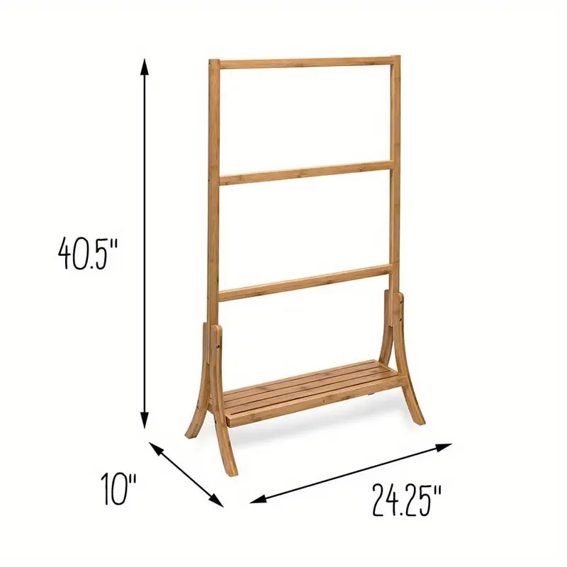 Bamboo 3-layer Vertical Towel Rack with Rack