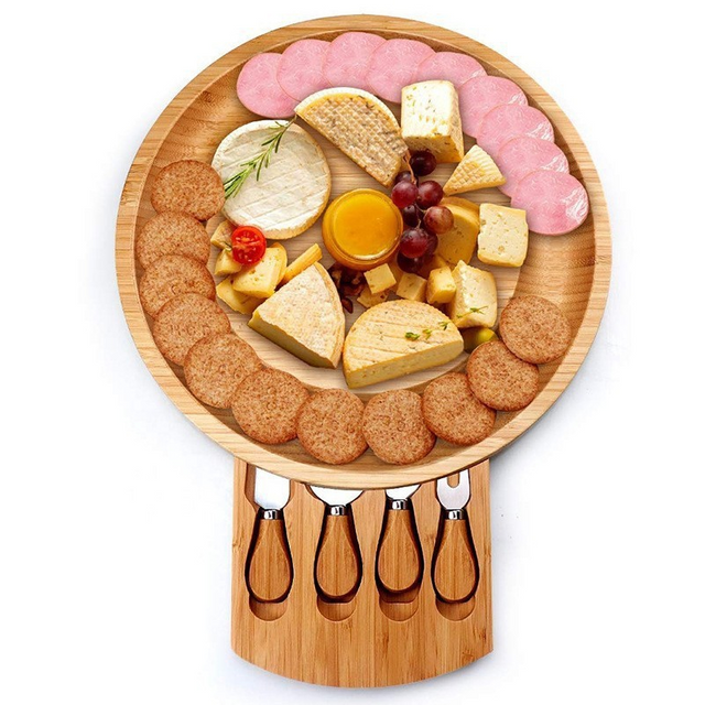 Bamboo Cheese Board and Knife Set Charcuterie
