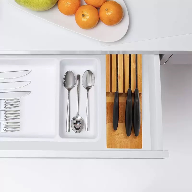 Bamboo Knife in Drawer Block,Storage for 5 Knives, Kitchen, Tabletop Organizer