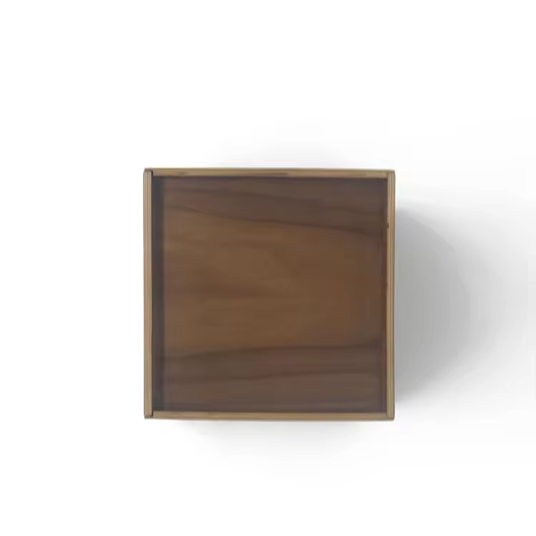 Customized Small Plain Walnut Wooden Lacquer Vintage Square Luxury Napkin Tissue Box