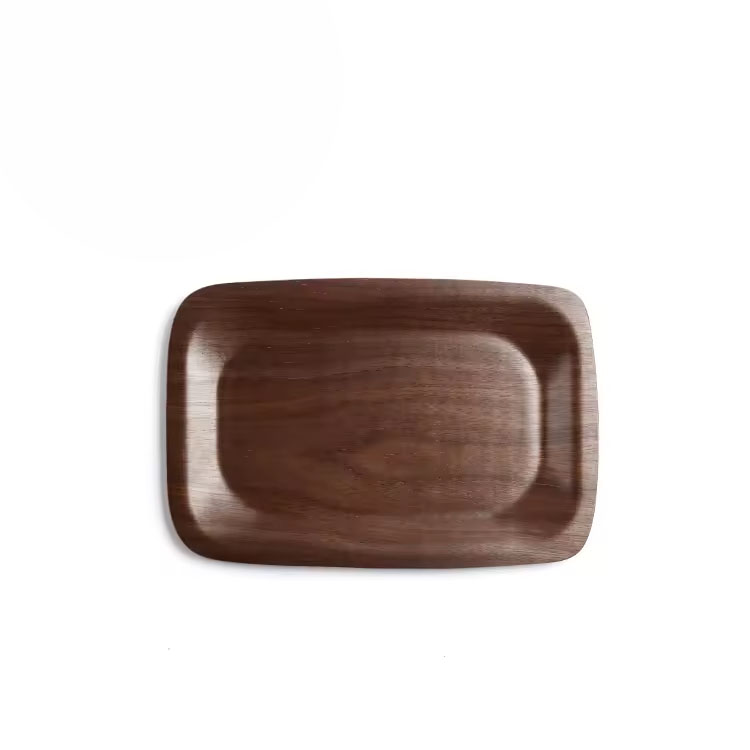 Factory Outlet High Quality Stackable Tableware Rectangle Willow Wooden Serving Tray for Buffet Dinner Dinnerware