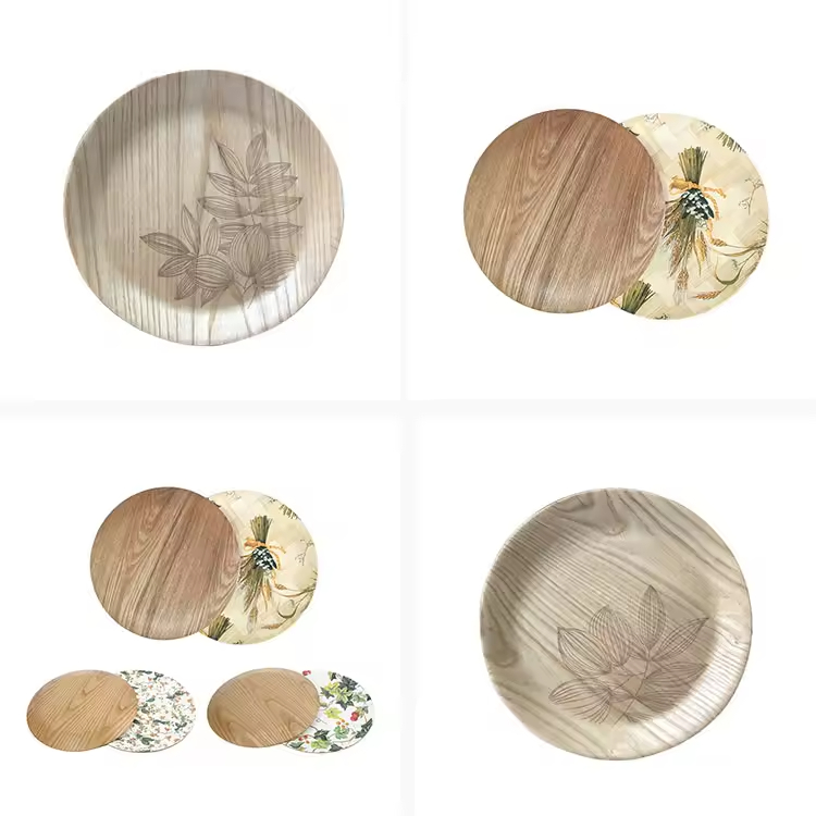 Beautiful Flower Printing Round Plates for Restaurant Dinnerware