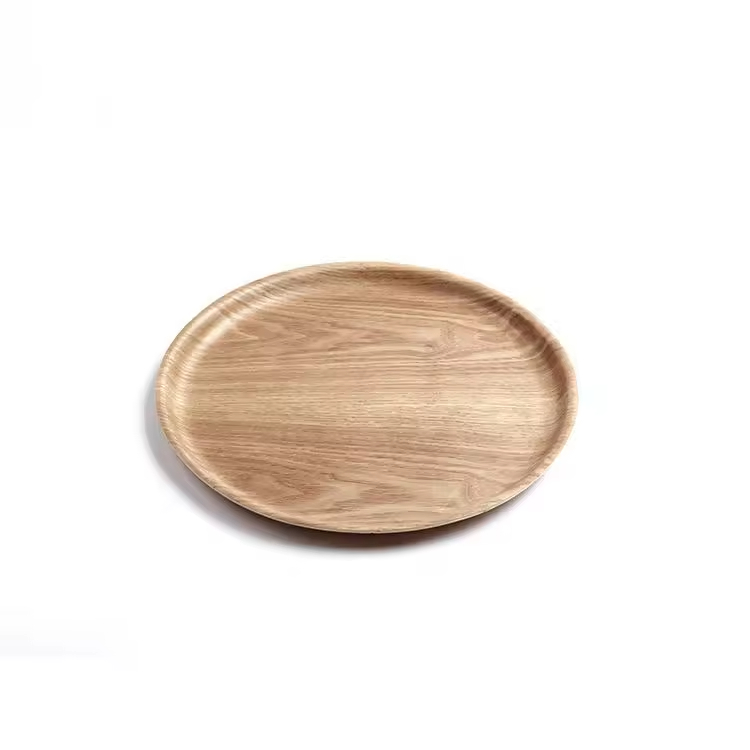 Willow Wooden Timber Wine Glass Round Beverage Serving Tray Dinnerware