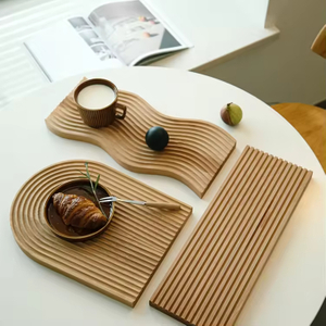 Water Ripple Beech Bread Tea Wooden Serving Tray