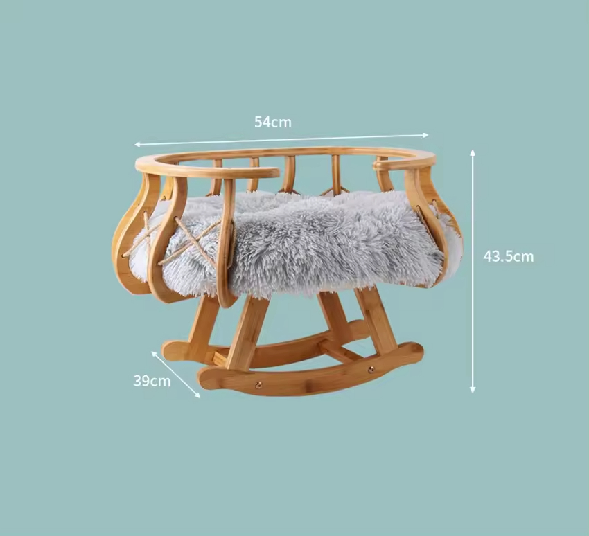 Bamboo Cat Bed Warm Wooden Nest House for Rest & Sleep