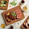 3-Piece Set Deep Carbonized Bamboo Wood Cutting Boards Durable Juice Grooves Large Handle Easy Use Pizza Meat Chopping Kitchen