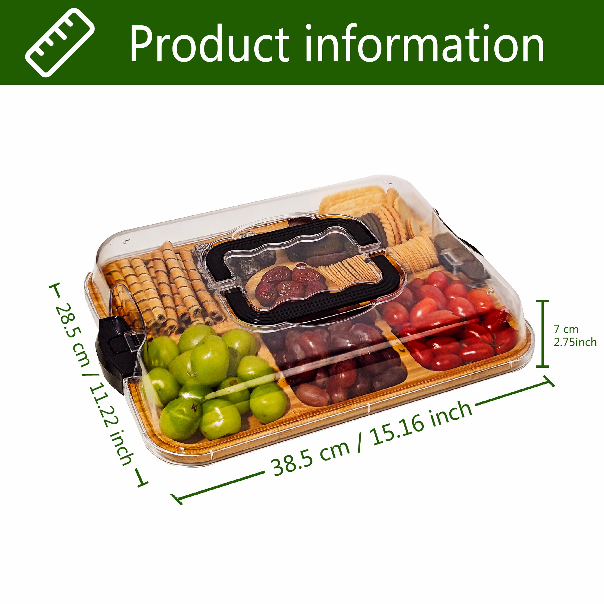 Charcuterie Boards with Lid Portable Cutting Boards for Kitchen Bamboo Cheese Board for Snack