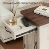 Nightstand with Charging Station Narrow Bedside Table