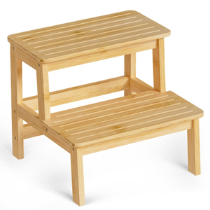 Sturdy Two-step Bamboo Stool 