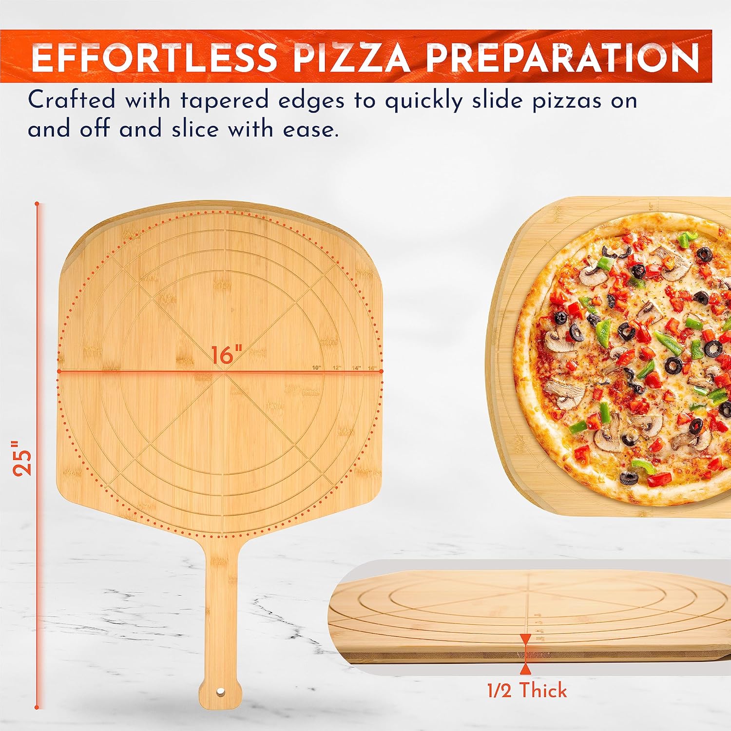 Wooden Pizza Peel 16 Inch Board